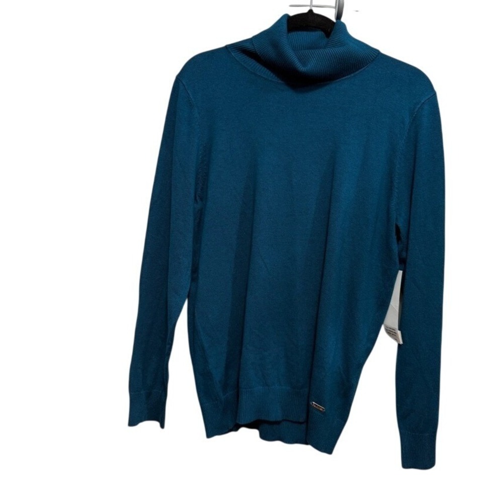 Calvin Klein Womens L Turtle Neck Sweater Long Sleeve Dark Green Classic NWT